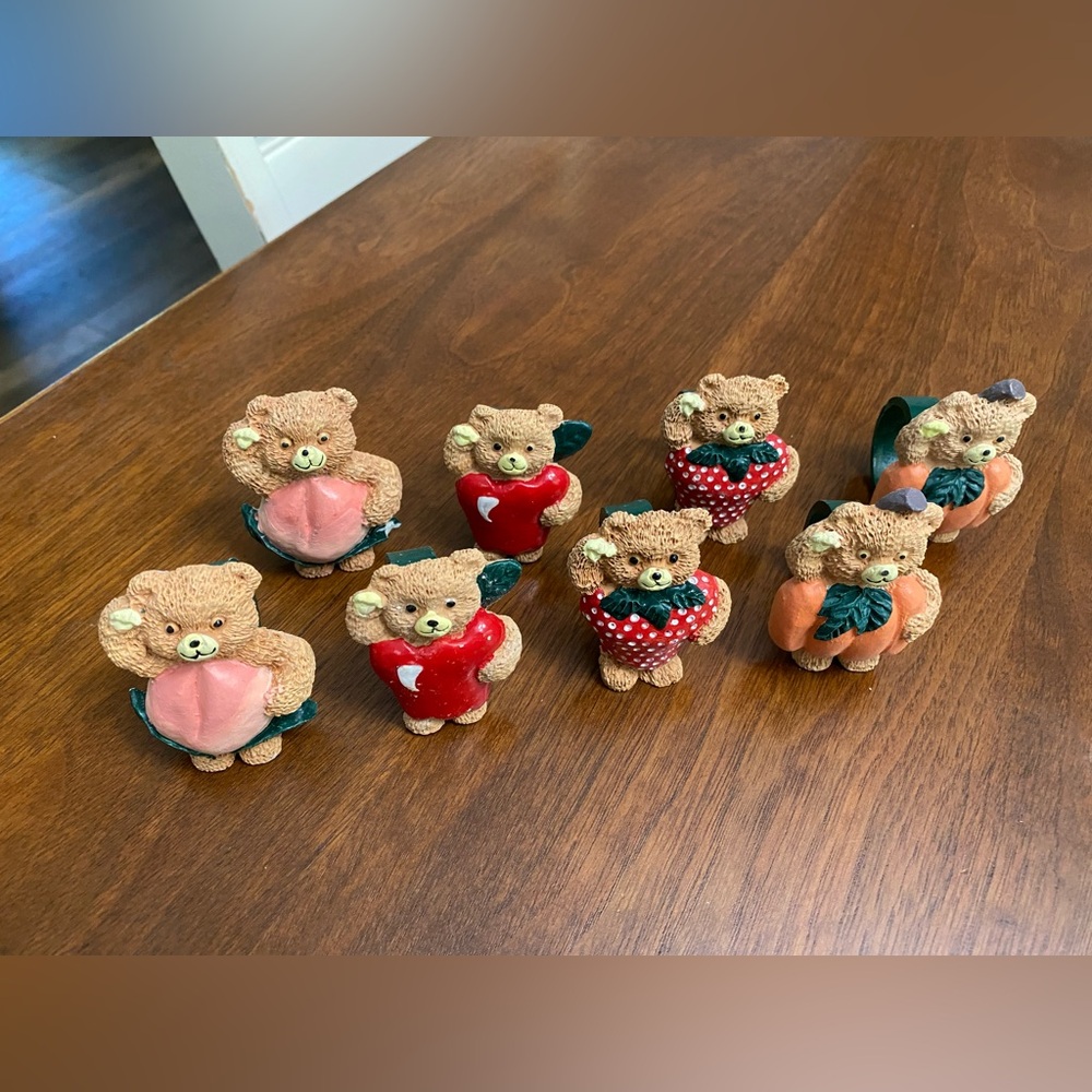 NIB Vintage‎ Teddy Bear Fruit Napkin Rings